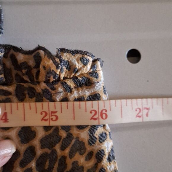 Indigo Rose Womens Leopard Blouse Cap Sleeve Ruffle Tie Neck Brown Black 3X - Picture 12 of 13